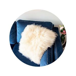 Square Furry Pillow. - Sheepskin