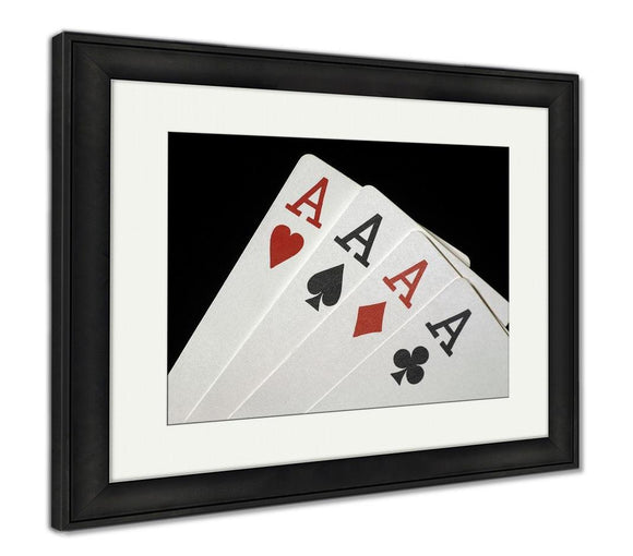Framed Print, Four Aces On Black - Essentials from JayCar