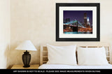 Framed Print, New York City Brooklyn Bridge Manhattan Skyline Skyscrapers Over - Essentials from JayCar