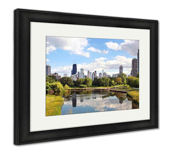 Framed Print, Skyline Of Chicago From Northside Looking South Towards City - Essentials from JayCar