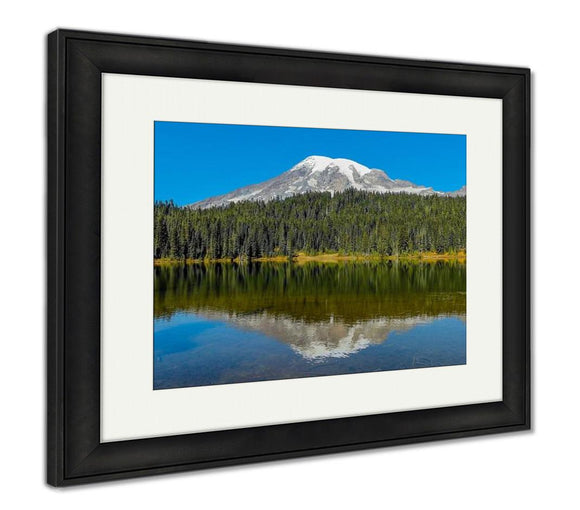Framed Print, Seattle Mount Rainier And Reflection Lake - Essentials from JayCar