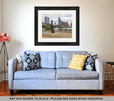 Framed Print, Status Of Stevie Ray Vaughan And Downtown Austin Texas - Essentials from JayCar