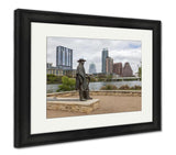 Framed Print, Status Of Stevie Ray Vaughan And Downtown Austin Texas - Essentials from JayCar
