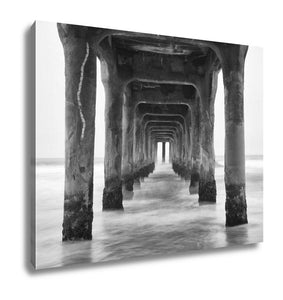 Gallery Wrapped Canvas, Under The Pier Black And White Photo Manhattan Beach California - Essentials from JayCar