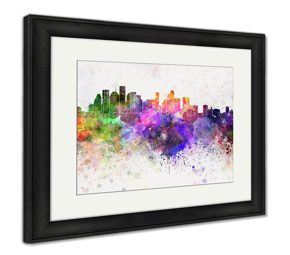 Framed Print, Houston Skyline In Watercolor - Essentials from JayCar