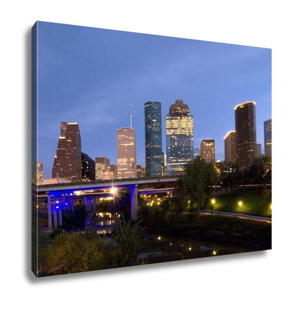 Gallery Wrapped Canvas, Houston Night Skyline - Essentials from JayCar