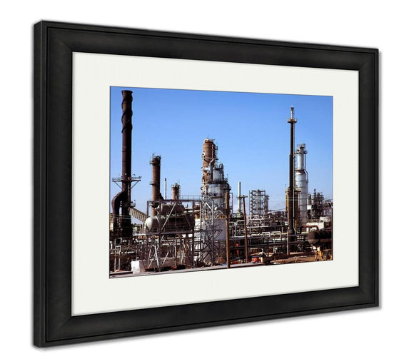 Framed Print, Gas And Oil Refinery Plant Complex Near Detroit - Essentials from JayCar
