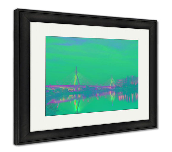 Framed Print, Boston Zakim Bridge Sunset Bunker Hill Massachusetts USA - Essentials from JayCar