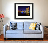 Framed Print, Marina And Apartment Building At Night In Baltimore Maryland - Essentials from JayCar