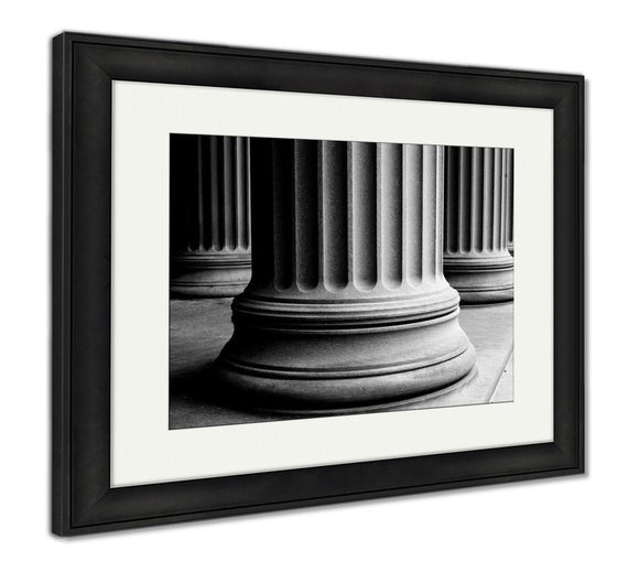 Framed Print, Closeup Of Classic Columns In Black And White - Essentials from JayCar