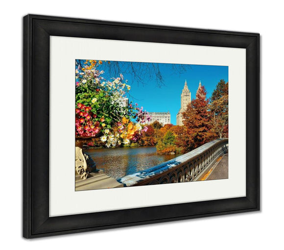 Framed Print, Central Park Autumn Buildings Midtown Manhattan New York City - Essentials from JayCar