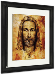 Framed Print, Pencils Drawing Jesus On Vintage Paper Ornament On Clothing Old - Essentials from JayCar