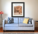 Framed Print, Front View Of The Famous Alkhazneh Aka Treasury With Camels R - Essentials from JayCar