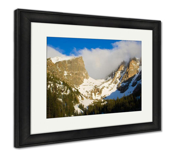 Framed Print, Clouds Swirl Over Hallett Flattop Peaks Rocky Mountain National - Essentials from JayCar