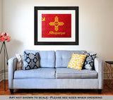 Framed Print, Flag Of Albuquerque New Mexico Painted On Leather - Essentials from JayCar