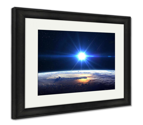 Framed Print, High Resolution Planet Earth View The World Globe From Space In A Star Field - Essentials from JayCar