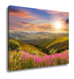 Gallery Wrapped Canvas, Wild Flowers On The Mountain Top At Sunset - Essentials from JayCar