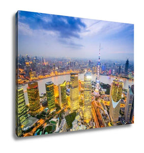 Gallery Wrapped Canvas, Shanghai China City Skyline Over The Pudong Financial District - Essentials from JayCar