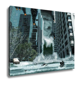 Gallery Wrapped Canvas, City Destroyed By Tsunami - Essentials from JayCar