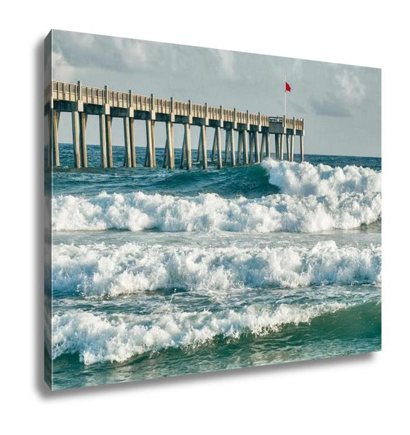 Gallery Wrapped Canvas, Surfs Up At Pensacola Beach Fishing Pier - Essentials from JayCar
