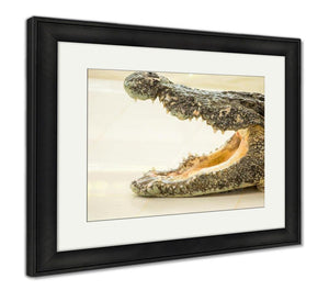 Framed Print, Dangerous Crocodile Open Mouth In Farm In Phuket Thailand Alligator In Wildlife - Essentials from JayCar