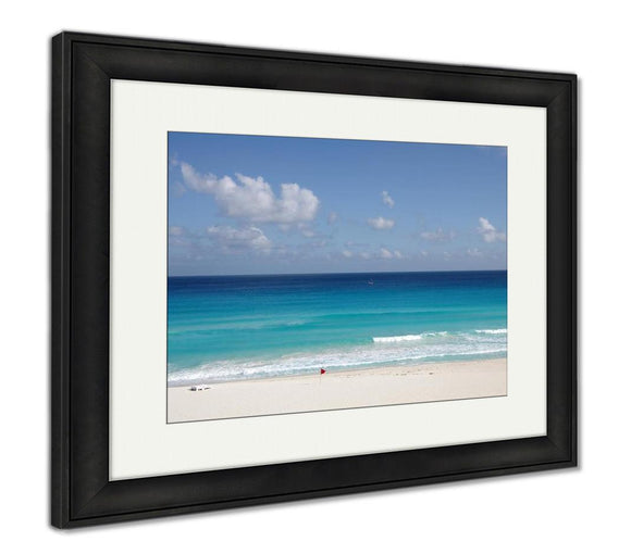 Framed Print, The Turquoise Water Of Caribbean Sea Cancun Mexico - Essentials from JayCar