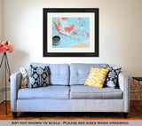 Framed Print, Travel Destination Indonesia Map With Compass - Essentials from JayCar