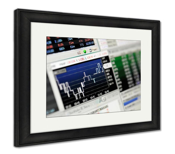 Framed Print, Closeup Of Stock Market Values On Lcd Screen - Essentials from JayCar