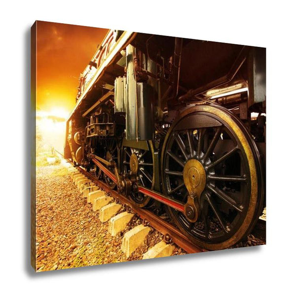 Gallery Wrapped Canvas, Iron Wheels Of Stream Engine Locomotive Train On Railways - Essentials from JayCar