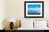 Framed Print, Sailboat Harbor Many Beautiful Moored Sail Yachts In The Sea Port Modern Water - Essentials from JayCar