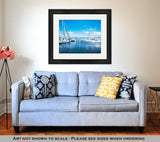 Framed Print, Sailboat Harbor Many Beautiful Moored Sail Yachts In The Sea Port Modern Water - Essentials from JayCar