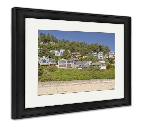 Framed Print, Oceanside Township On A Hillside Oregon Coast - Essentials from JayCar
