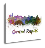 Gallery Wrapped Canvas, Grand Rapids Skyline In Watercolor - Essentials from JayCar