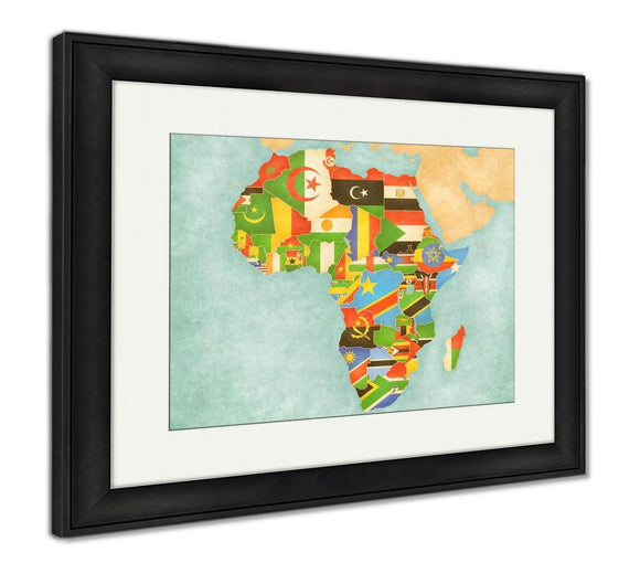 Framed Print, Map Of Africa Flags Of All Countries - Essentials from JayCar
