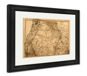 Framed Print, Original Vintage Map Of The Us Pacific Northwest Printed In 1875 Vintage Old - Essentials from JayCar