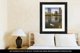 Framed Print, American Bulldog Swims In Colorado River Downtown Austin Texas - Essentials from JayCar