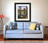 Framed Print, American Bulldog Swims In Colorado River Downtown Austin Texas - Essentials from JayCar