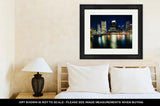 Framed Print, The Downtown Skyline At Night Seen From Fort Point In Boston M - Essentials from JayCar