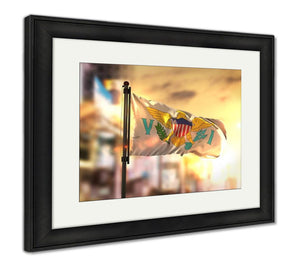 Framed Print, United States Virgin Islands Flag Against City Blurred Backgroun - Essentials from JayCar