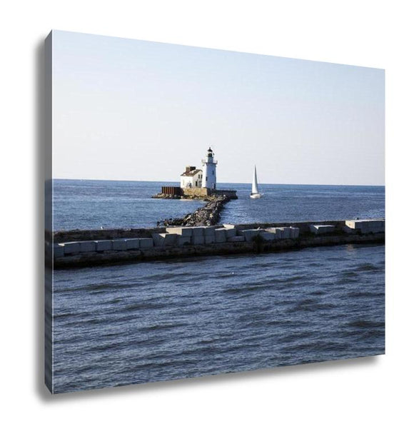 Gallery Wrapped Canvas, Yacht By Cleveland Harbor West Pierhead - Essentials from JayCar