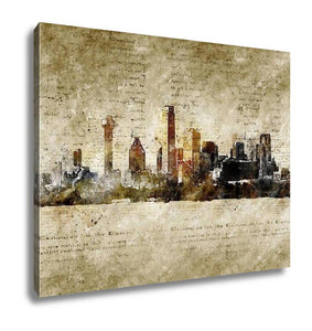Gallery Wrapped Canvas, Skyline Of Dallas In Modern And Abstract Vintage Look - Essentials from JayCar