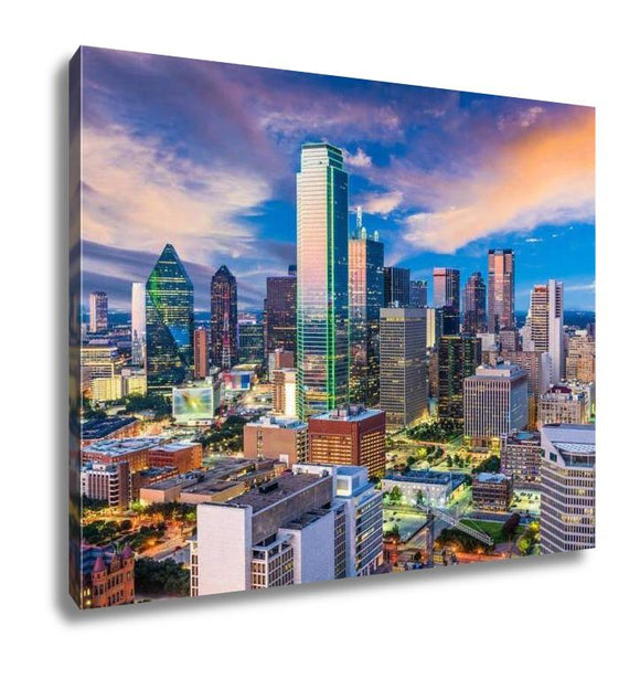 Gallery Wrapped Canvas, Dallas Texas Skyline - Essentials from JayCar