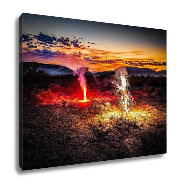 Gallery Wrapped Canvas, A Fireworks Display On The Fourth Of July In The Desert Near El Paso Tx - Essentials from JayCar
