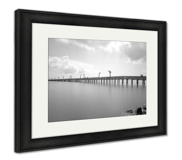Framed Print, Wooden Fishing Pier In La Porter Texas USA In Long Exposure B - Essentials from JayCar