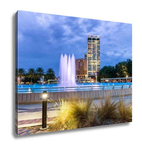 Gallery Wrapped Canvas, Jacksonville Florida City Lights At Night With Fountain - Essentials from JayCar