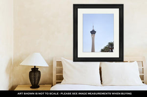 Framed Print, Stratosphere Tower And Palm Trees In Las Vegas Nevada - Essentials from JayCar