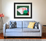 Framed Print, Overhead Close Up View Of Stacked Poker Chips - Essentials from JayCar