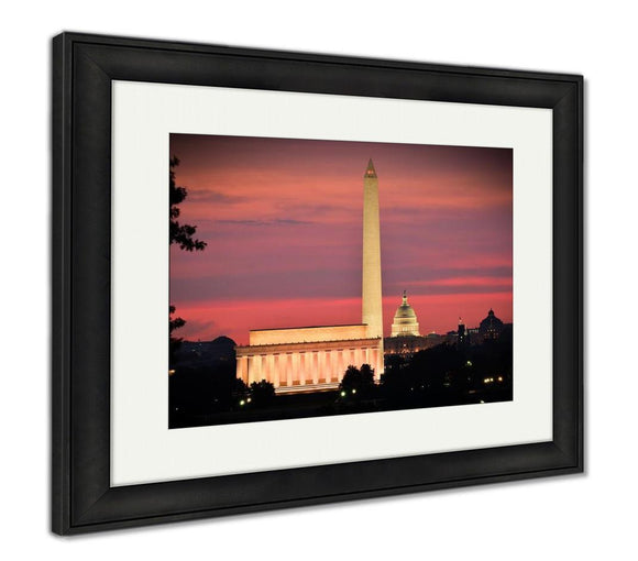 Framed Print, Washington Dc City View Including Lincoln Memorial Washington Monument And - Essentials from JayCar