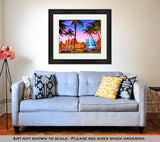 Framed Print, Miami Beach South Beach Sunset In Ocean Drive Florida Art Deco - Essentials from JayCar