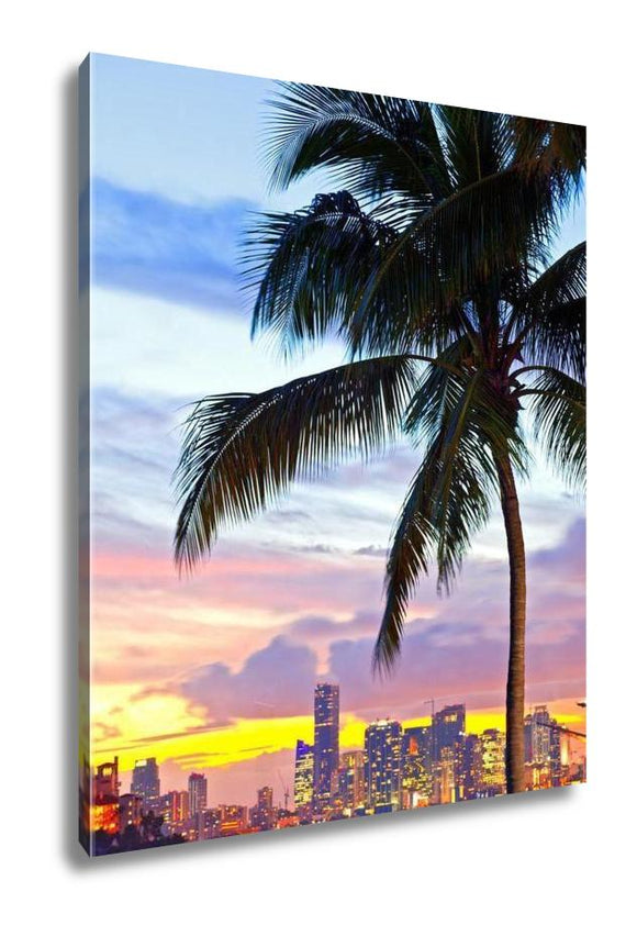 Gallery Wrapped Canvas, Miami Downtown And Port Sunset Panorama - Essentials from JayCar